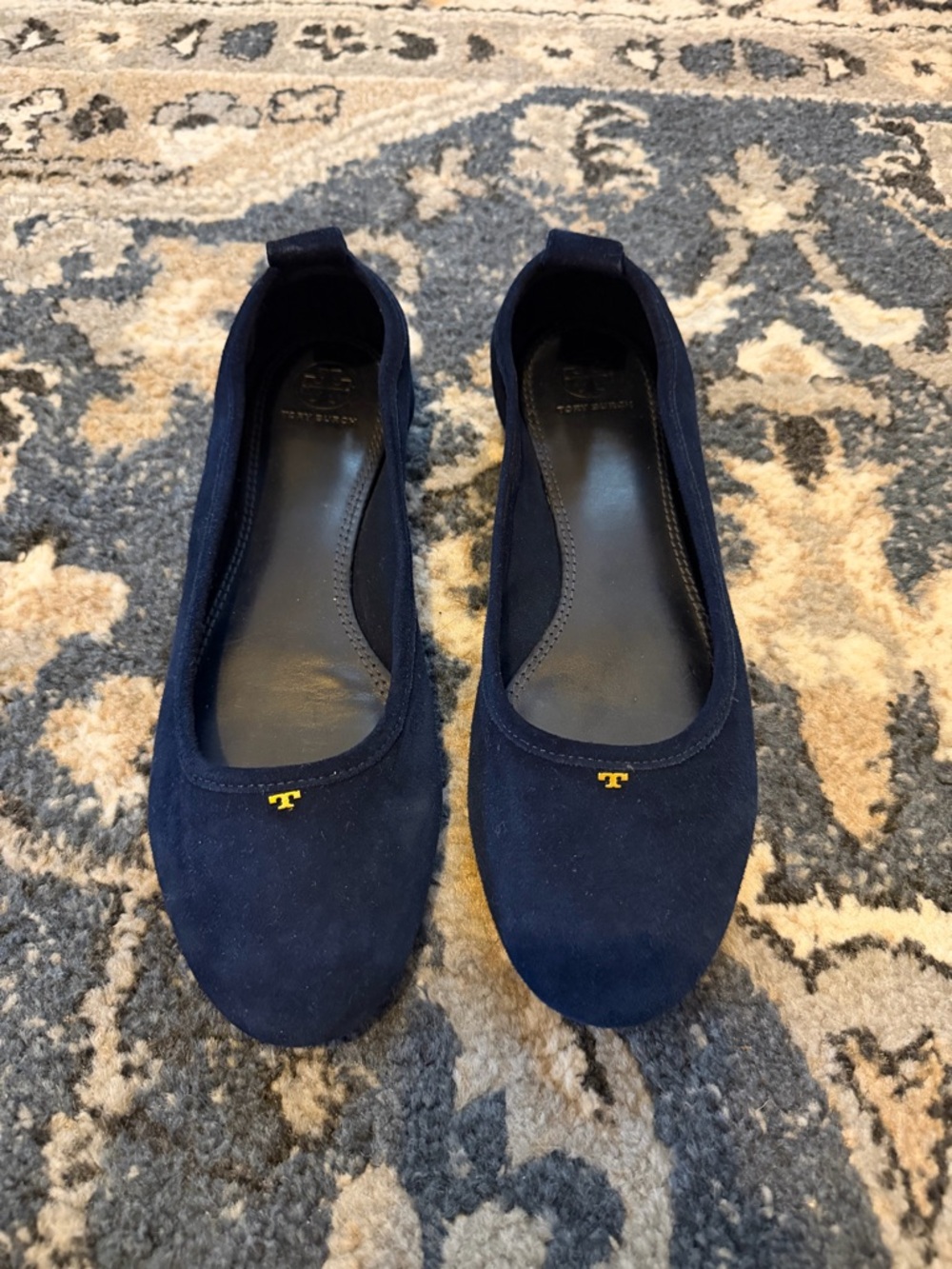 Tory Burch Therese Navy Suede Ballet Flats